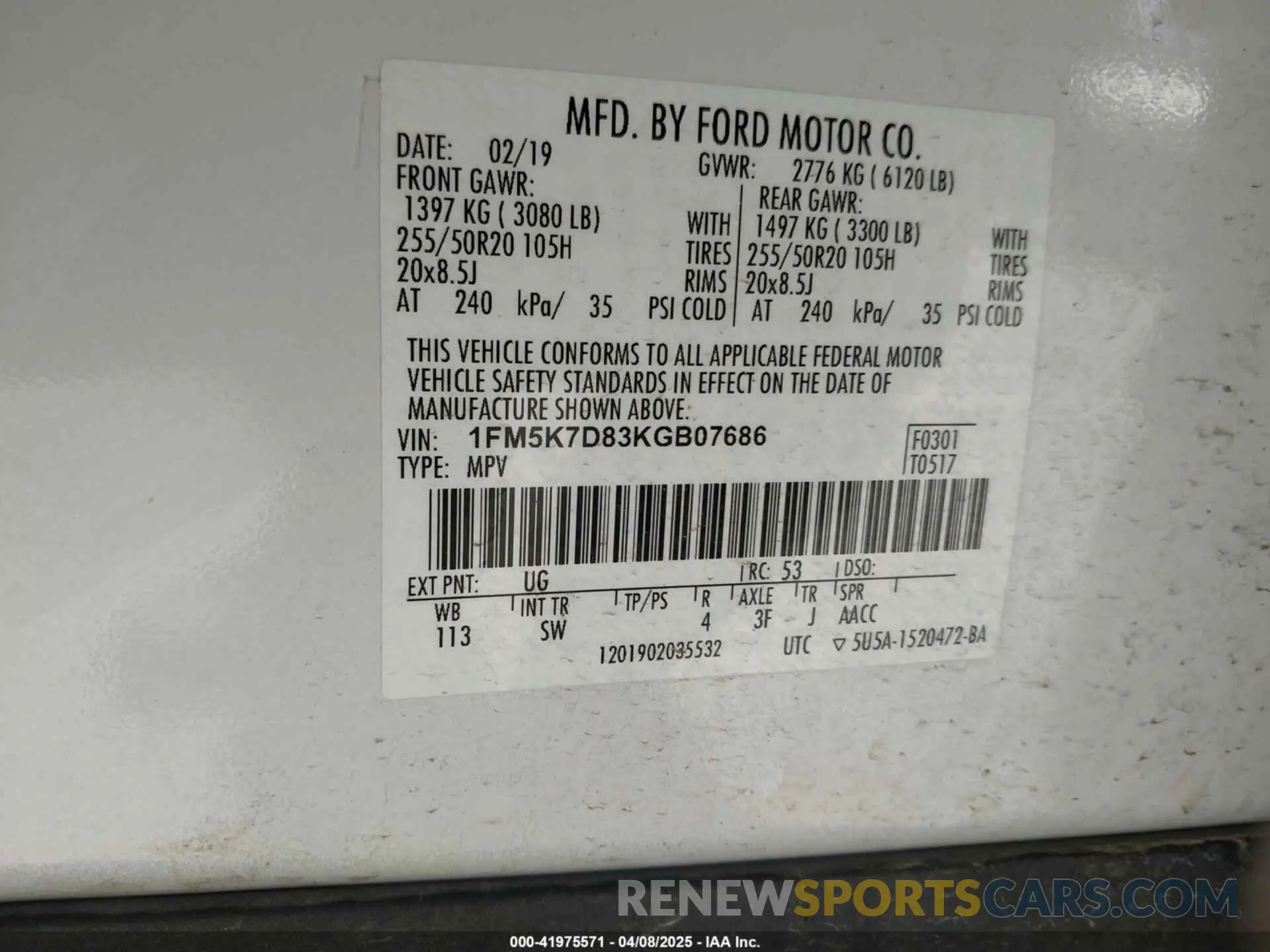 9 Photograph of a damaged car 1FM5K7D83KGB07686 FORD EXPLORER 2019
