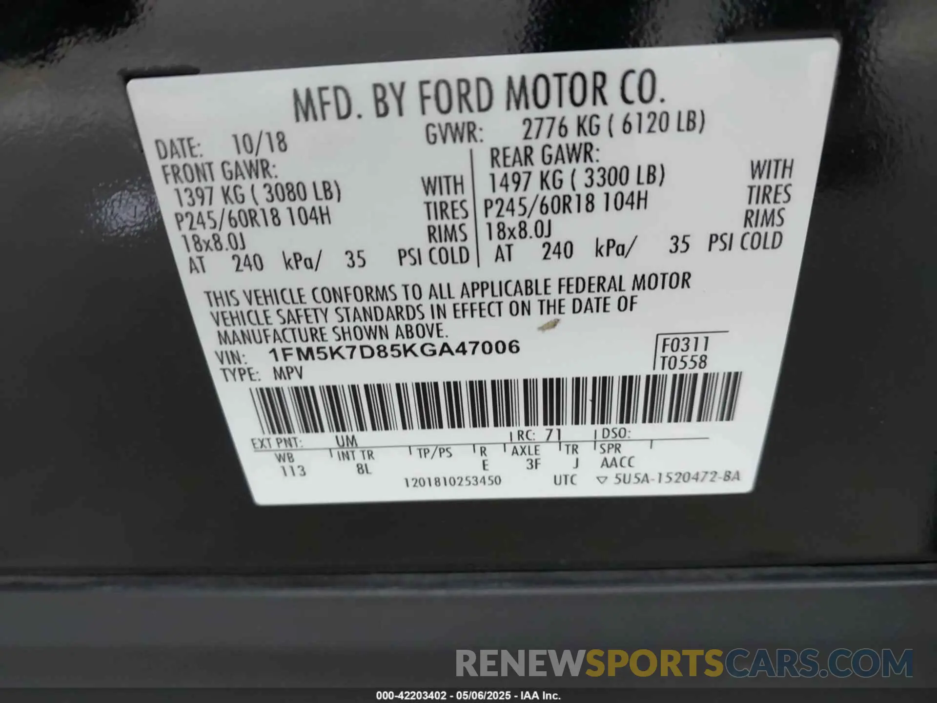 9 Photograph of a damaged car 1FM5K7D85KGA47006 FORD EXPLORER 2019