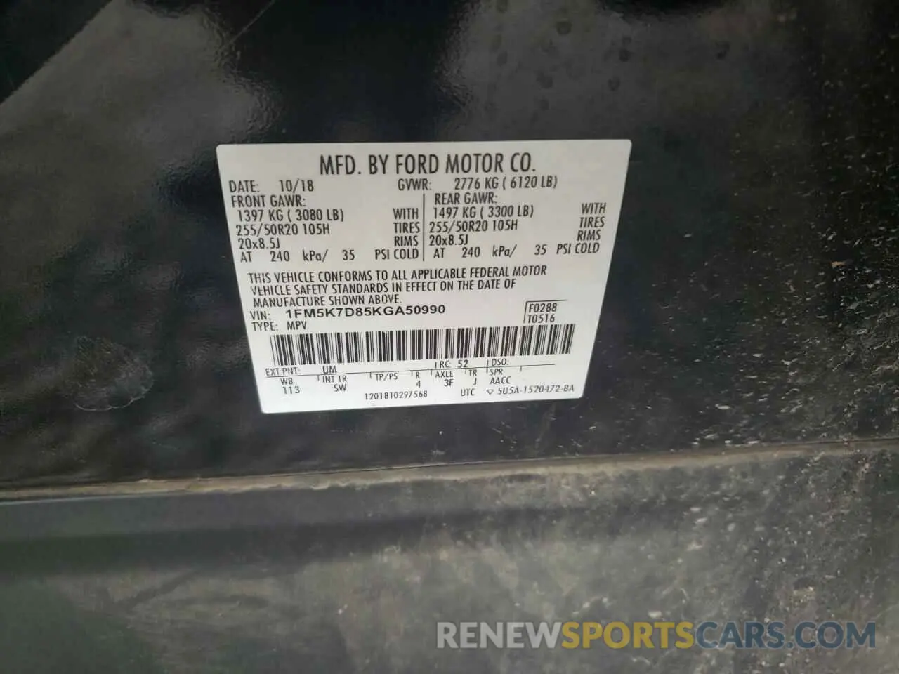 13 Photograph of a damaged car 1FM5K7D85KGA50990 FORD EXPLORER 2019