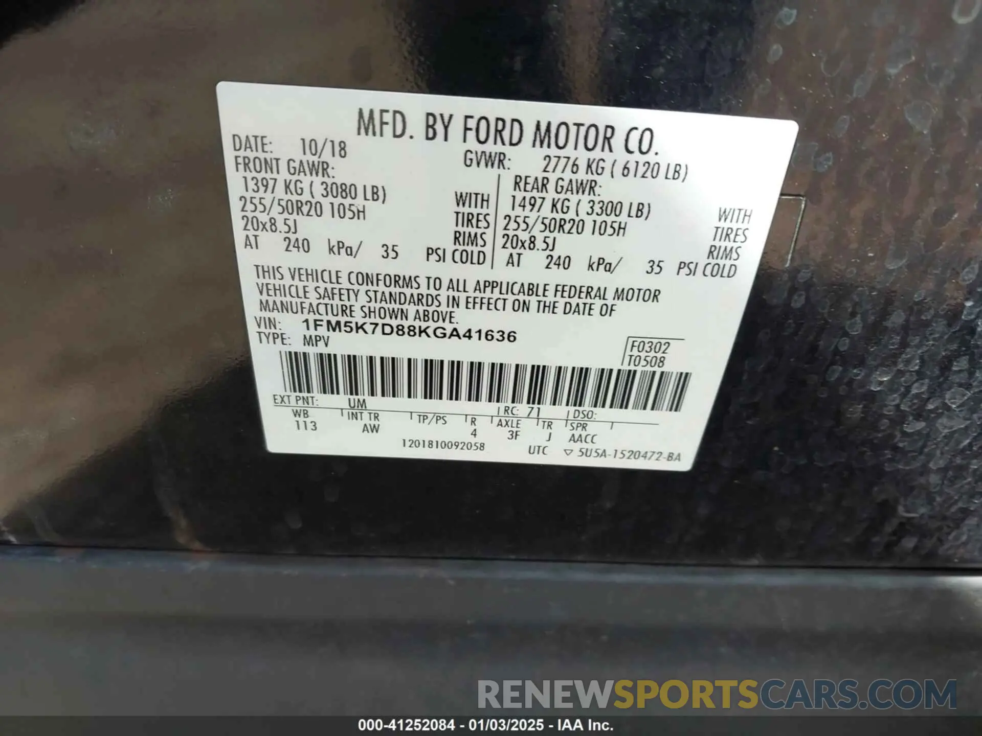 9 Photograph of a damaged car 1FM5K7D88KGA41636 FORD EXPLORER 2019