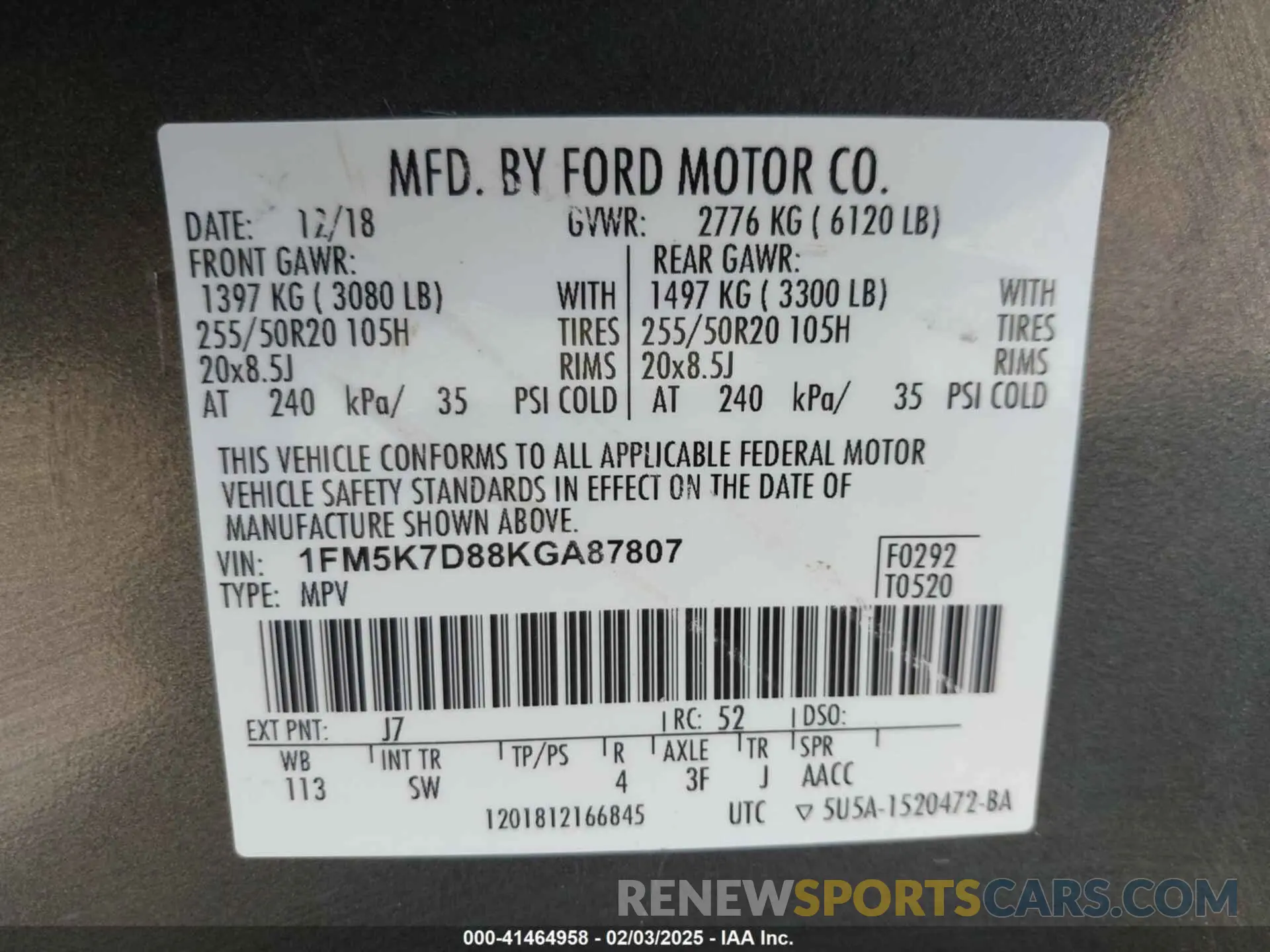9 Photograph of a damaged car 1FM5K7D88KGA87807 FORD EXPLORER 2019