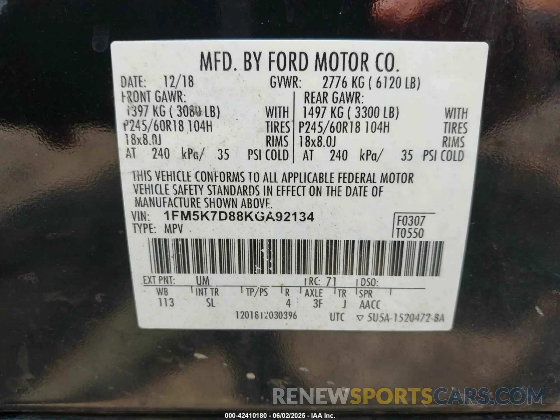 9 Photograph of a damaged car 1FM5K7D88KGA92134 FORD EXPLORER 2019