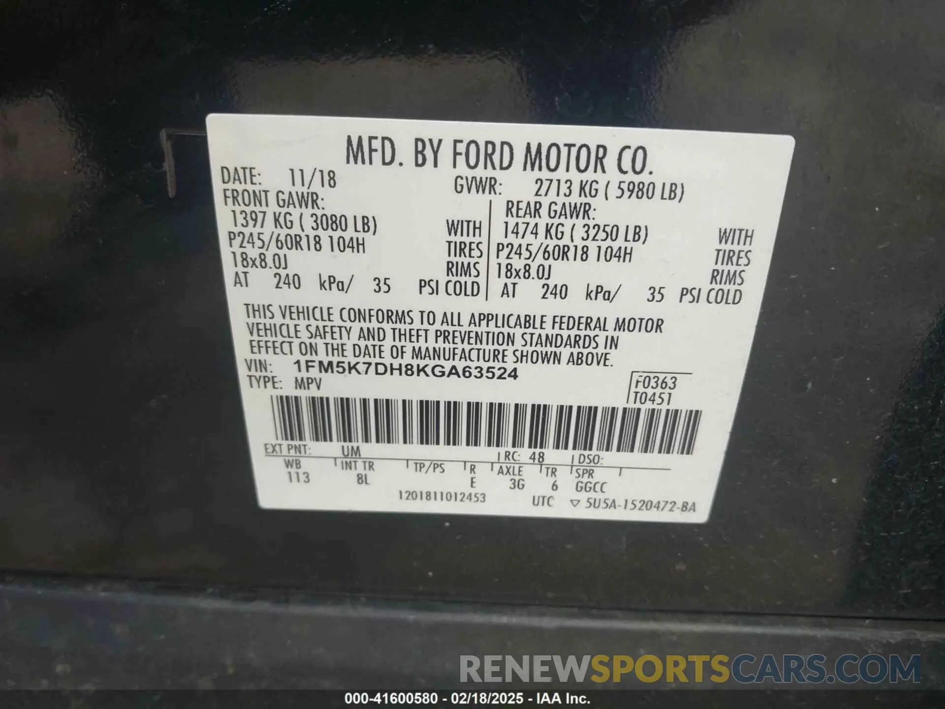 9 Photograph of a damaged car 1FM5K7DH8KGA63524 FORD EXPLORER 2019