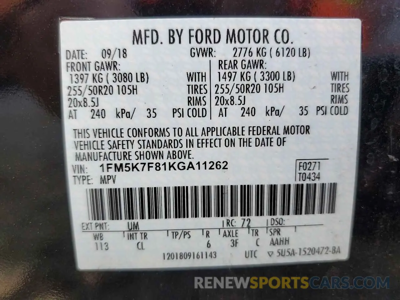 13 Photograph of a damaged car 1FM5K7F81KGA11262 FORD EXPLORER 2019