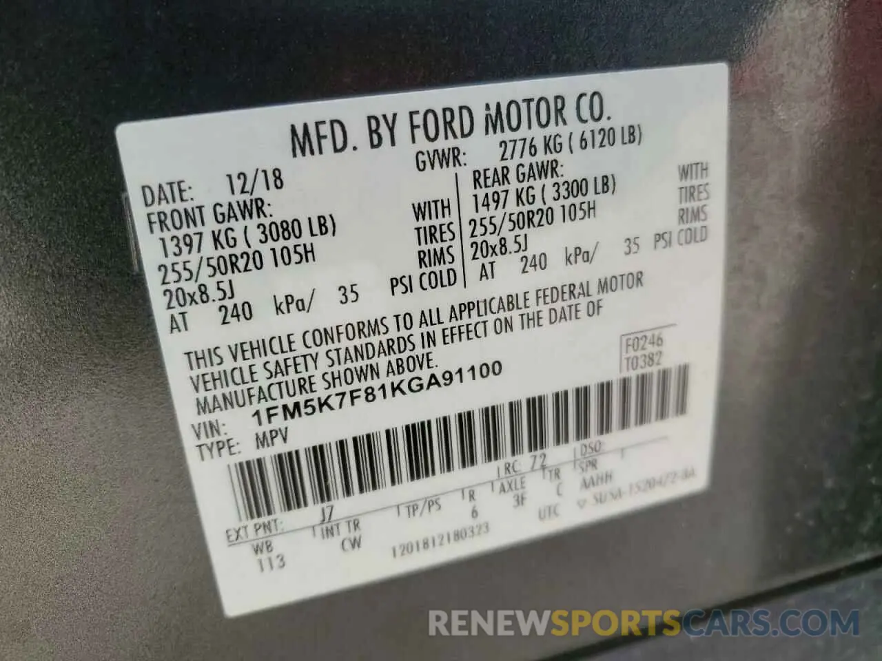 16 Photograph of a damaged car 1FM5K7F81KGA91100 FORD EXPLORER 2019
