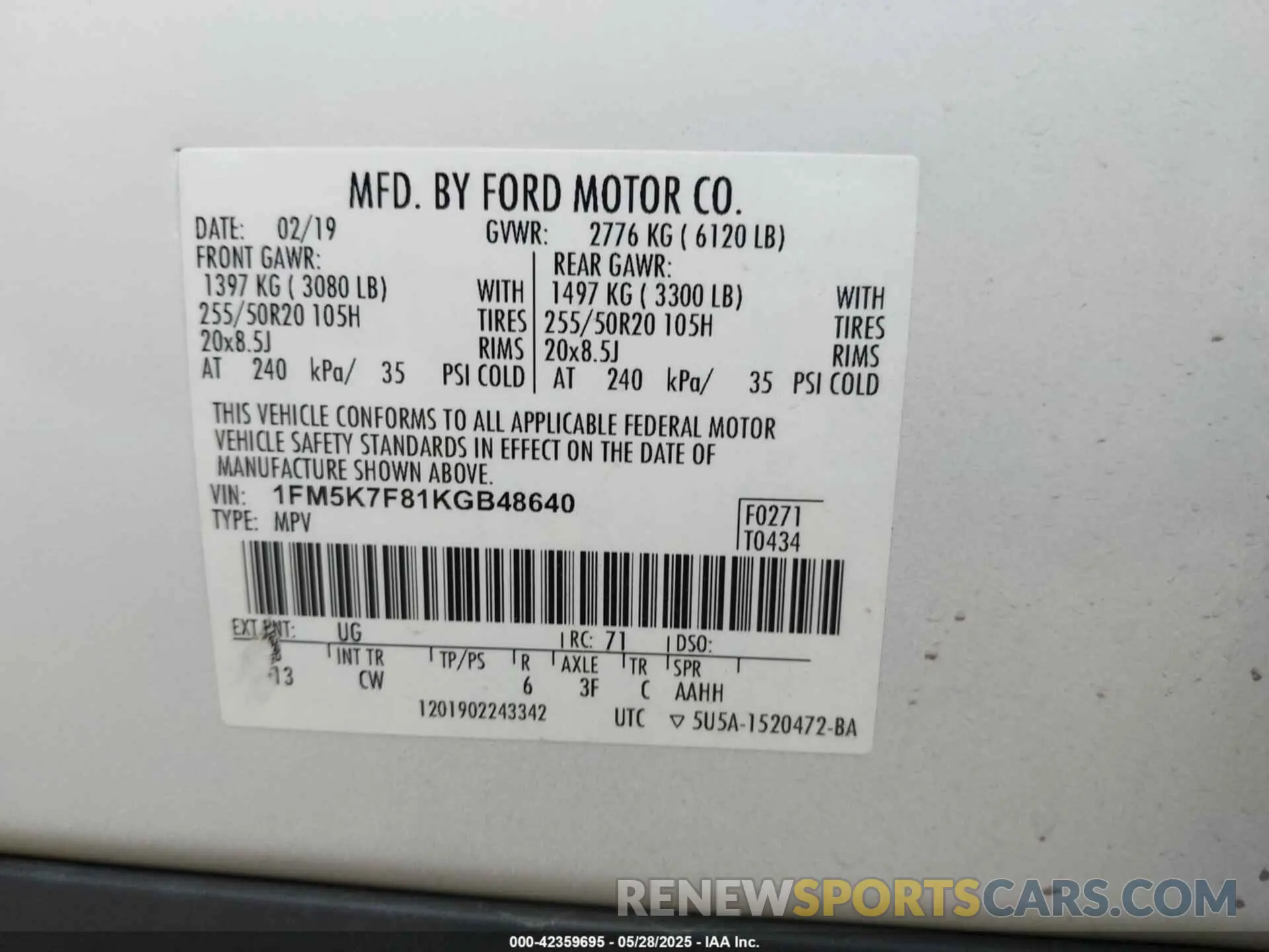 9 Photograph of a damaged car 1FM5K7F81KGB48640 FORD EXPLORER 2019