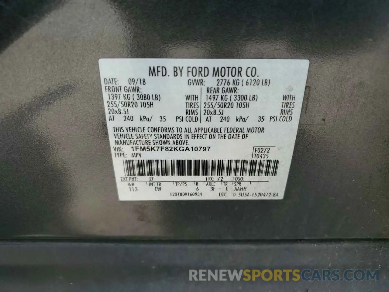 13 Photograph of a damaged car 1FM5K7F82KGA10797 FORD EXPLORER 2019