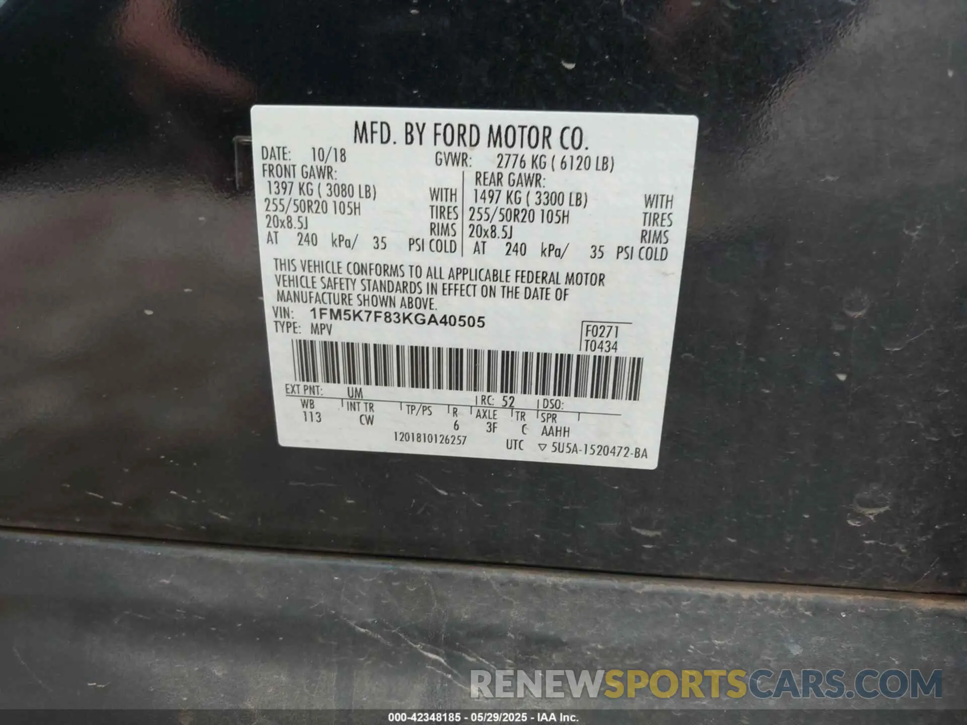 9 Photograph of a damaged car 1FM5K7F83KGA40505 FORD EXPLORER 2019