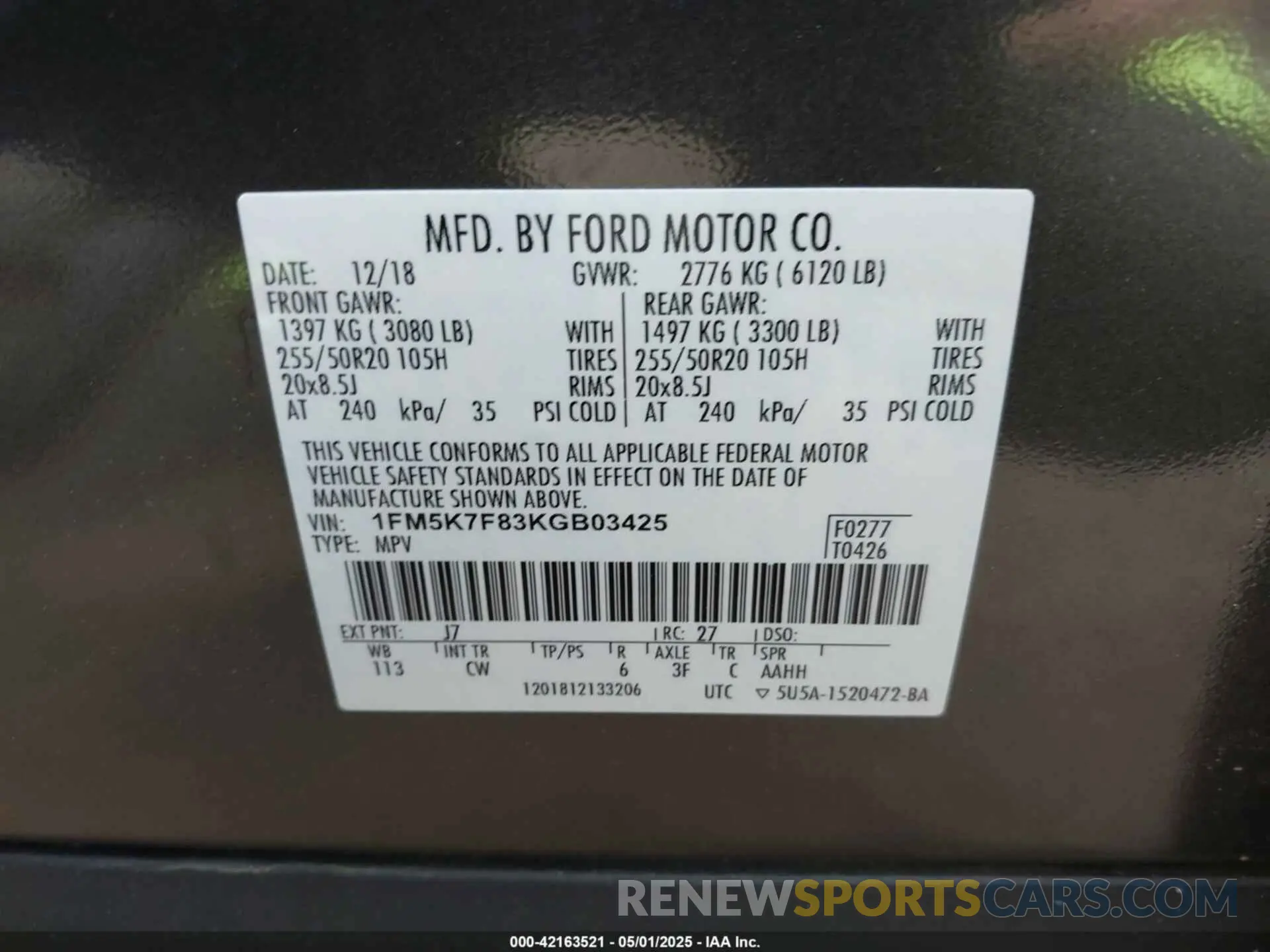9 Photograph of a damaged car 1FM5K7F83KGB03425 FORD EXPLORER 2019