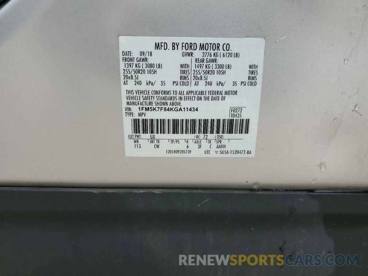 13 Photograph of a damaged car 1FM5K7F84KGA11434 FORD EXPLORER 2019