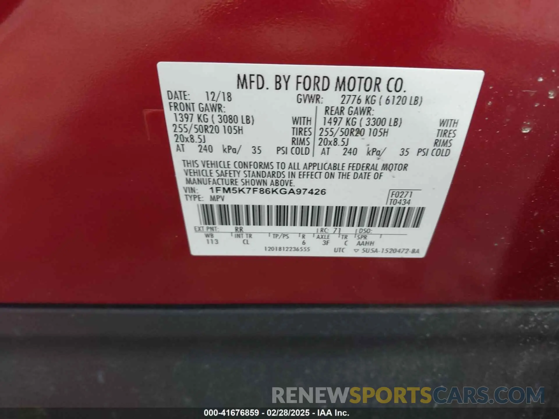 9 Photograph of a damaged car 1FM5K7F86KGA97426 FORD EXPLORER 2019