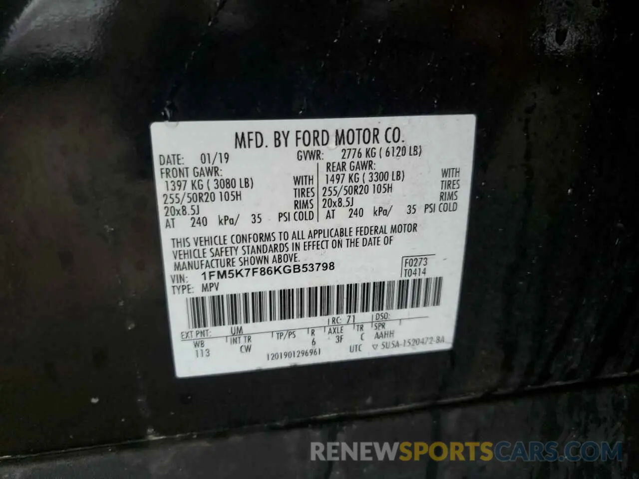 13 Photograph of a damaged car 1FM5K7F86KGB53798 FORD EXPLORER 2019