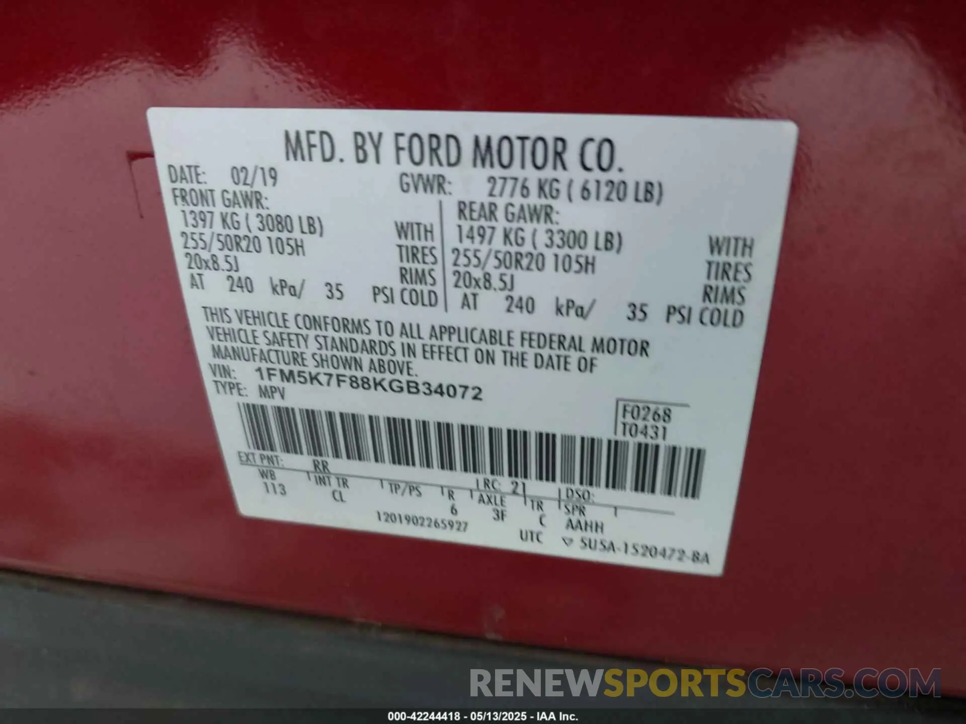 9 Photograph of a damaged car 1FM5K7F88KGB34072 FORD EXPLORER 2019