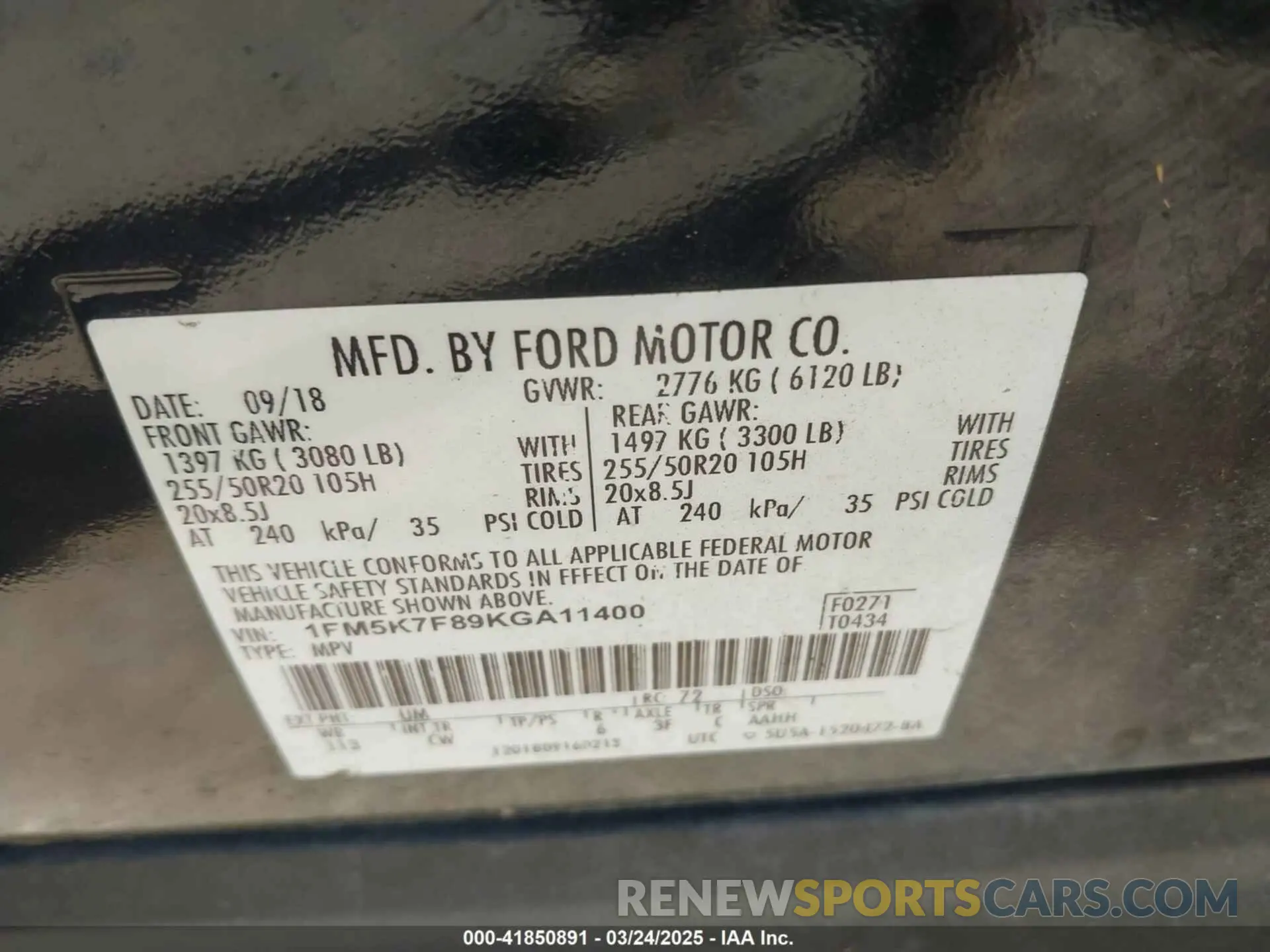 9 Photograph of a damaged car 1FM5K7F89KGA11400 FORD EXPLORER 2019