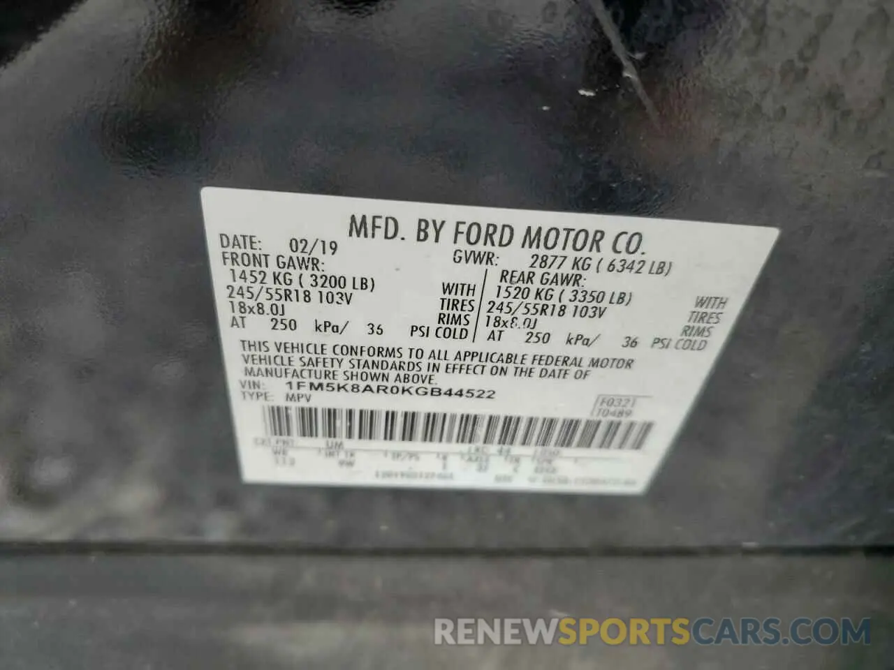 14 Photograph of a damaged car 1FM5K8AR0KGB44522 FORD EXPLORER 2019