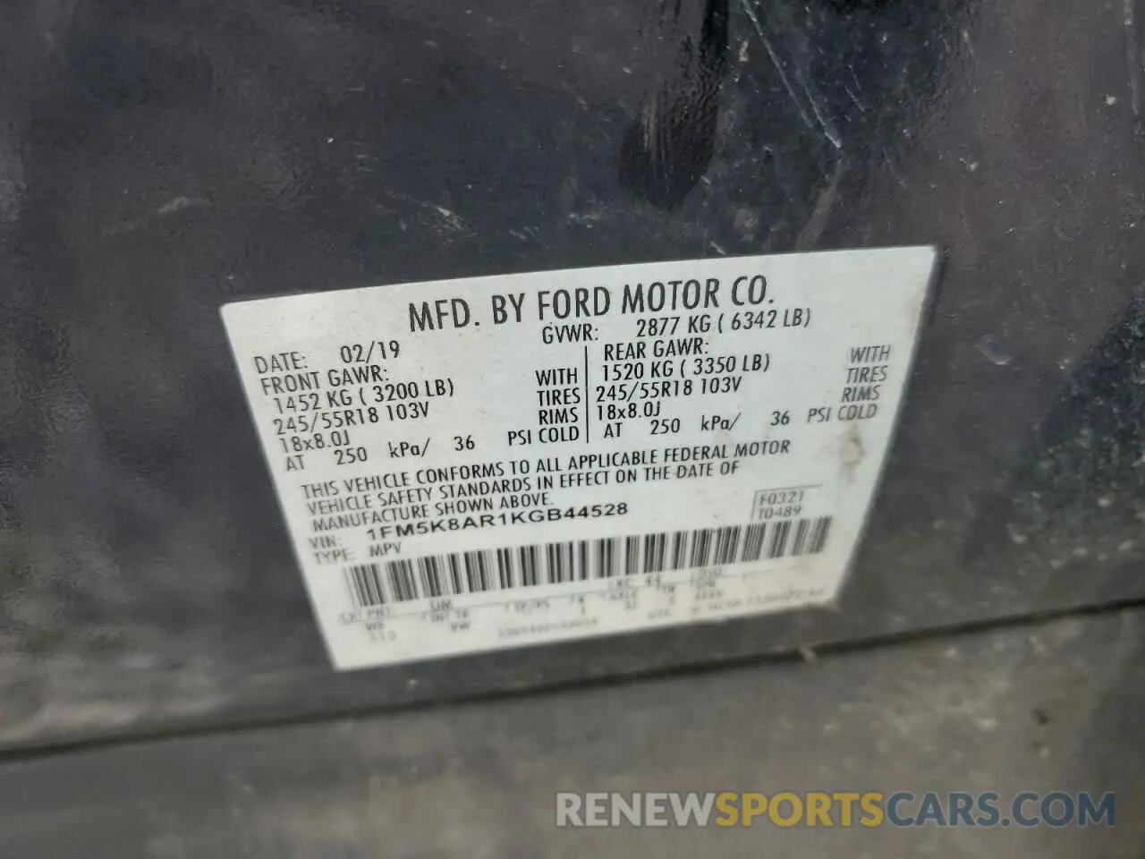 13 Photograph of a damaged car 1FM5K8AR1KGB44528 FORD EXPLORER 2019