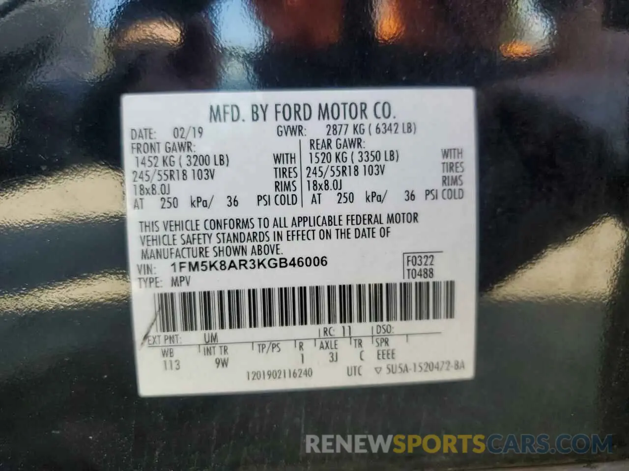 12 Photograph of a damaged car 1FM5K8AR3KGB46006 FORD EXPLORER 2019