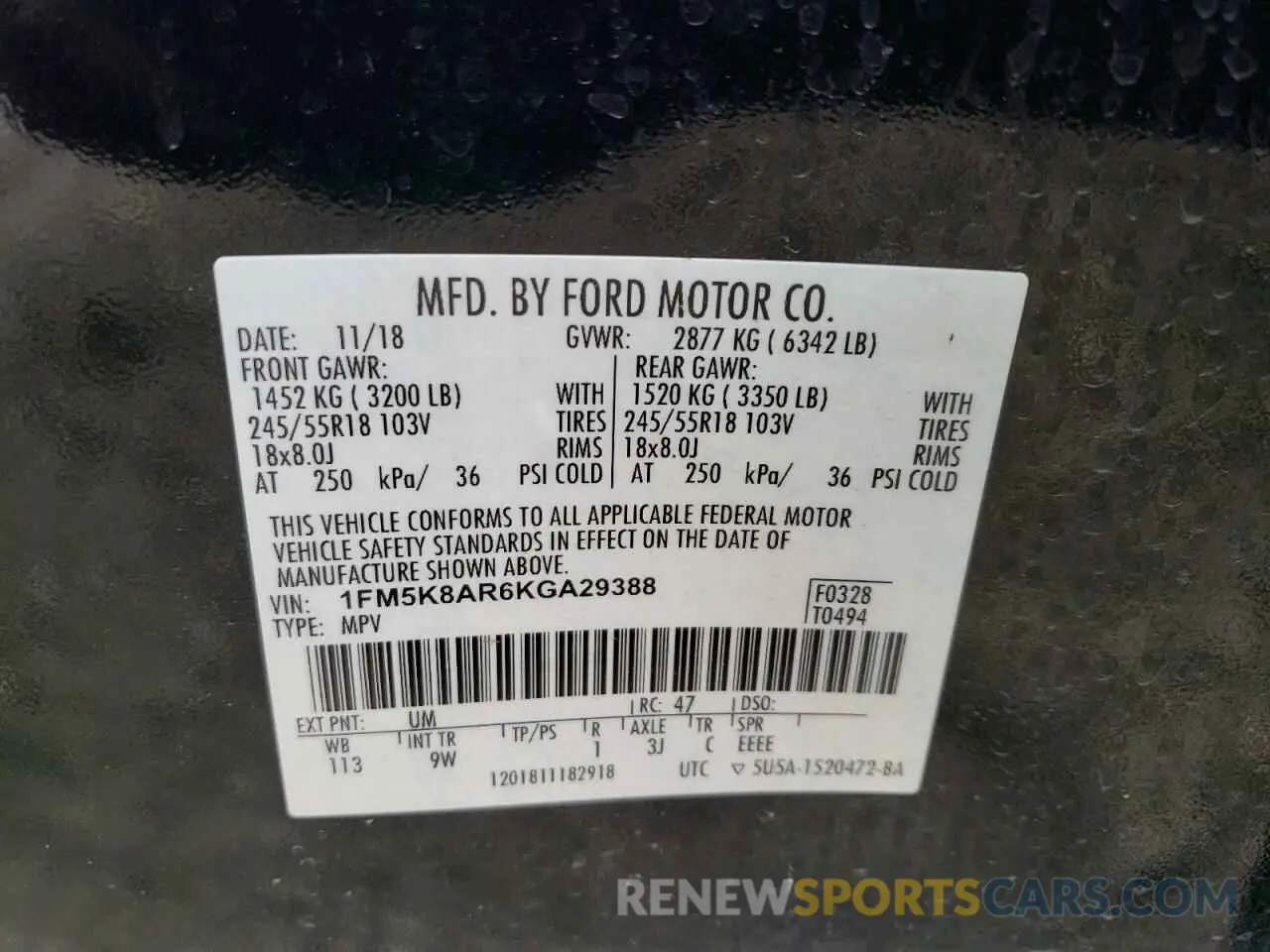 12 Photograph of a damaged car 1FM5K8AR6KGA29388 FORD EXPLORER 2019