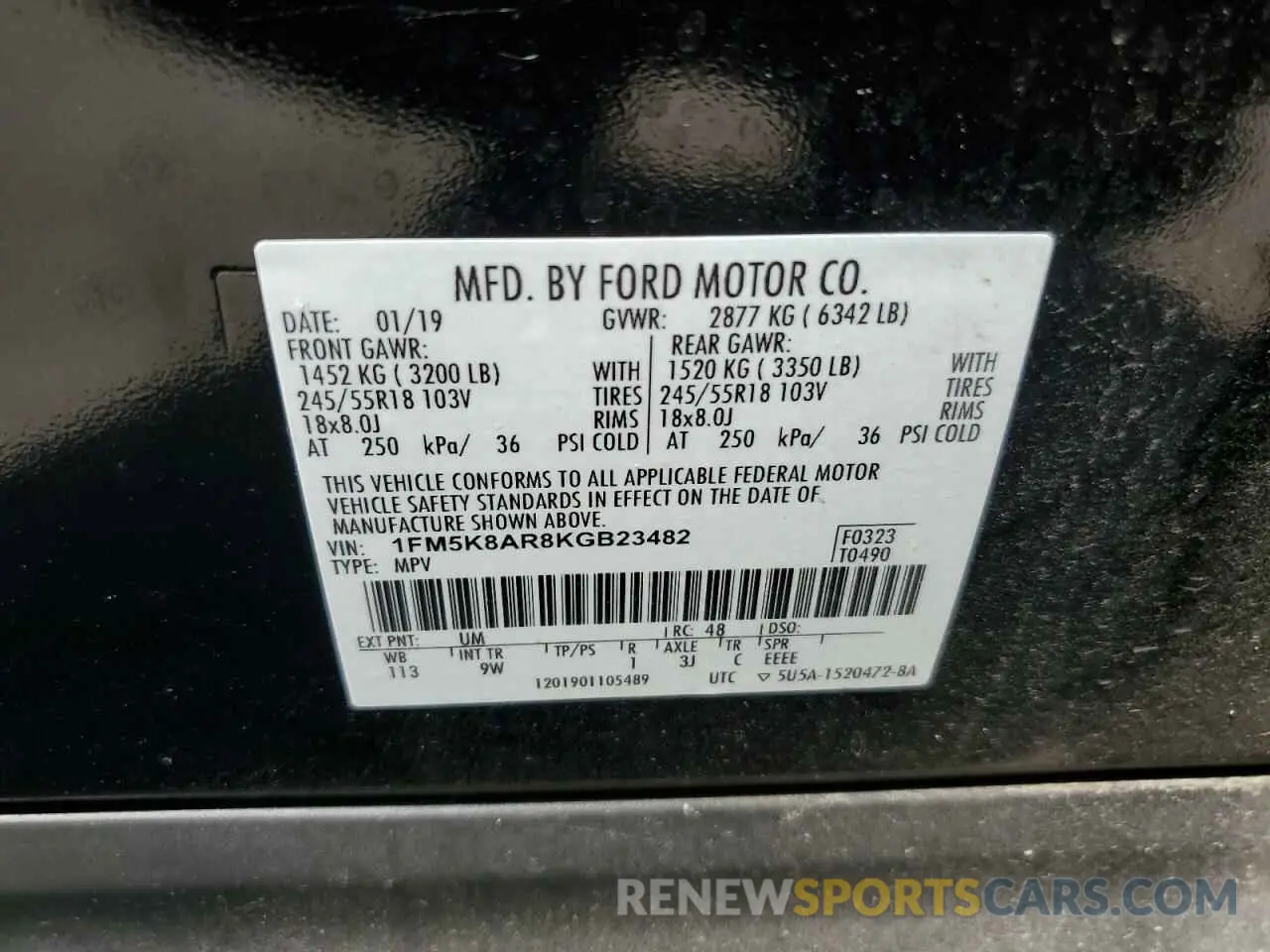 14 Photograph of a damaged car 1FM5K8AR8KGB23482 FORD EXPLORER 2019