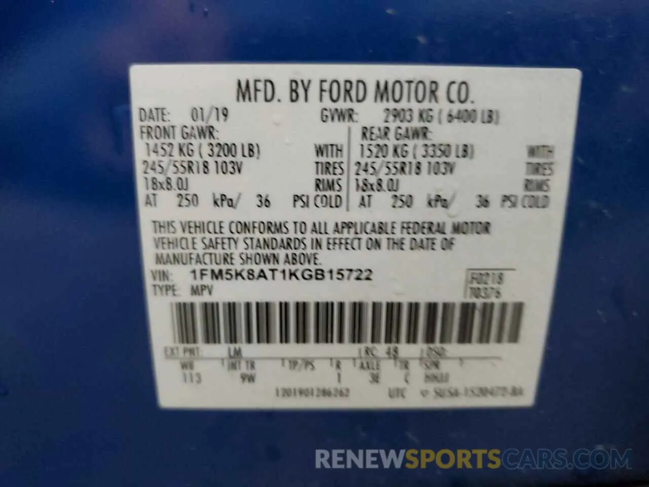 13 Photograph of a damaged car 1FM5K8AT1KGB15722 FORD EXPLORER 2019