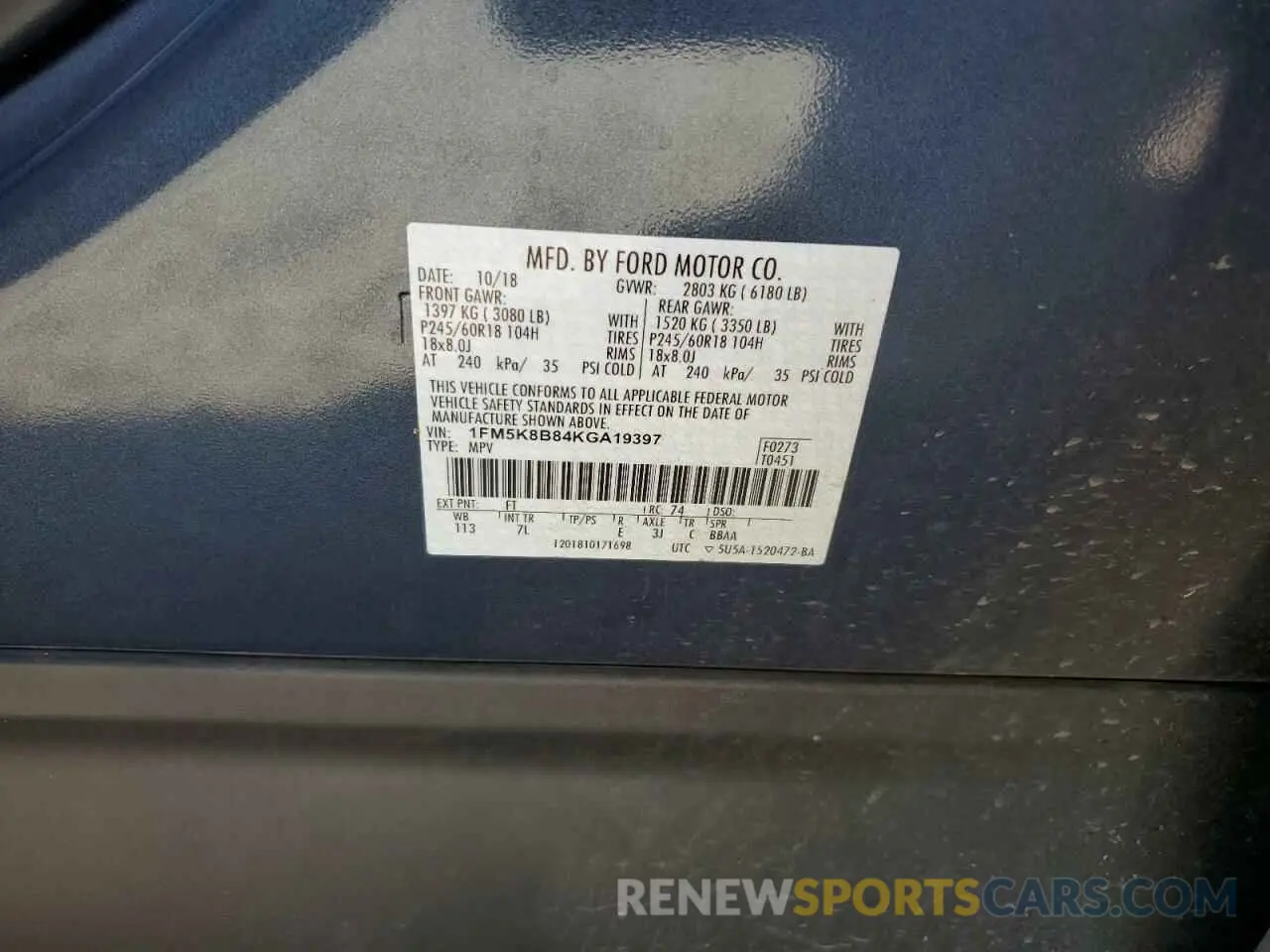 13 Photograph of a damaged car 1FM5K8B84KGA19397 FORD EXPLORER 2019