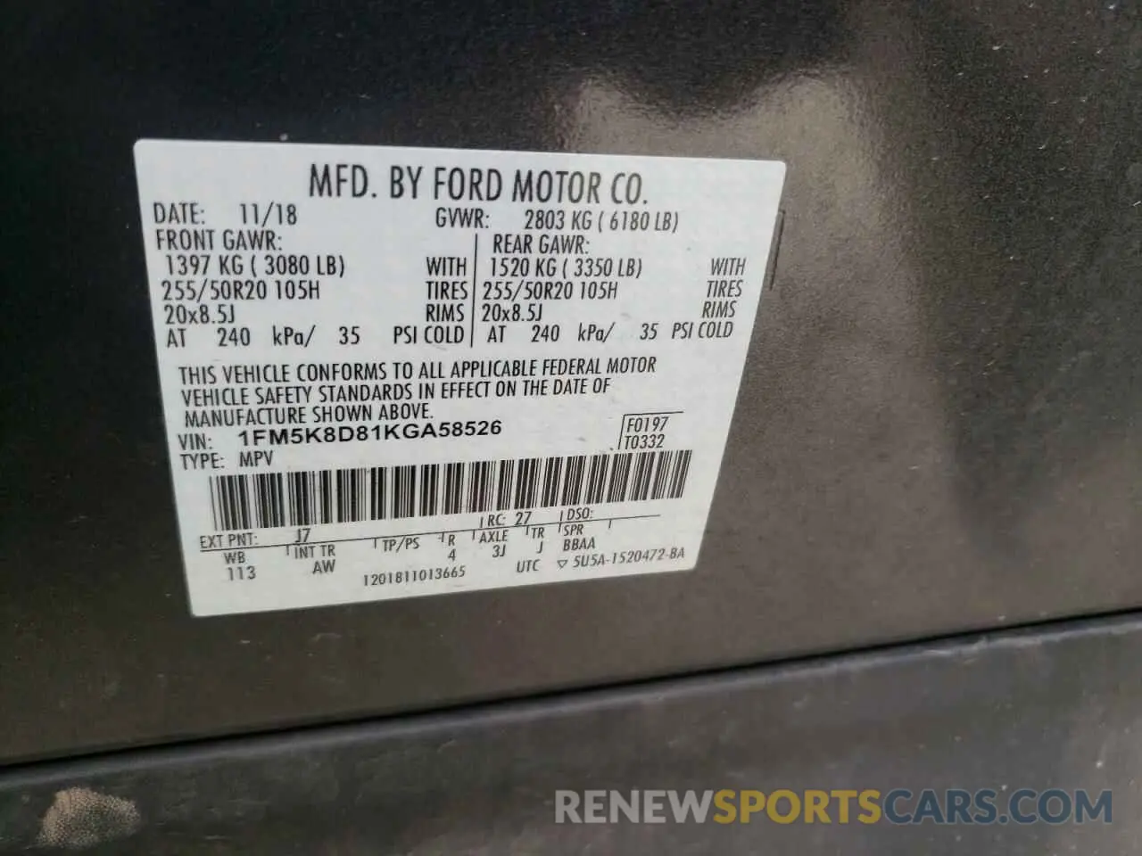 13 Photograph of a damaged car 1FM5K8D81KGA58526 FORD EXPLORER 2019