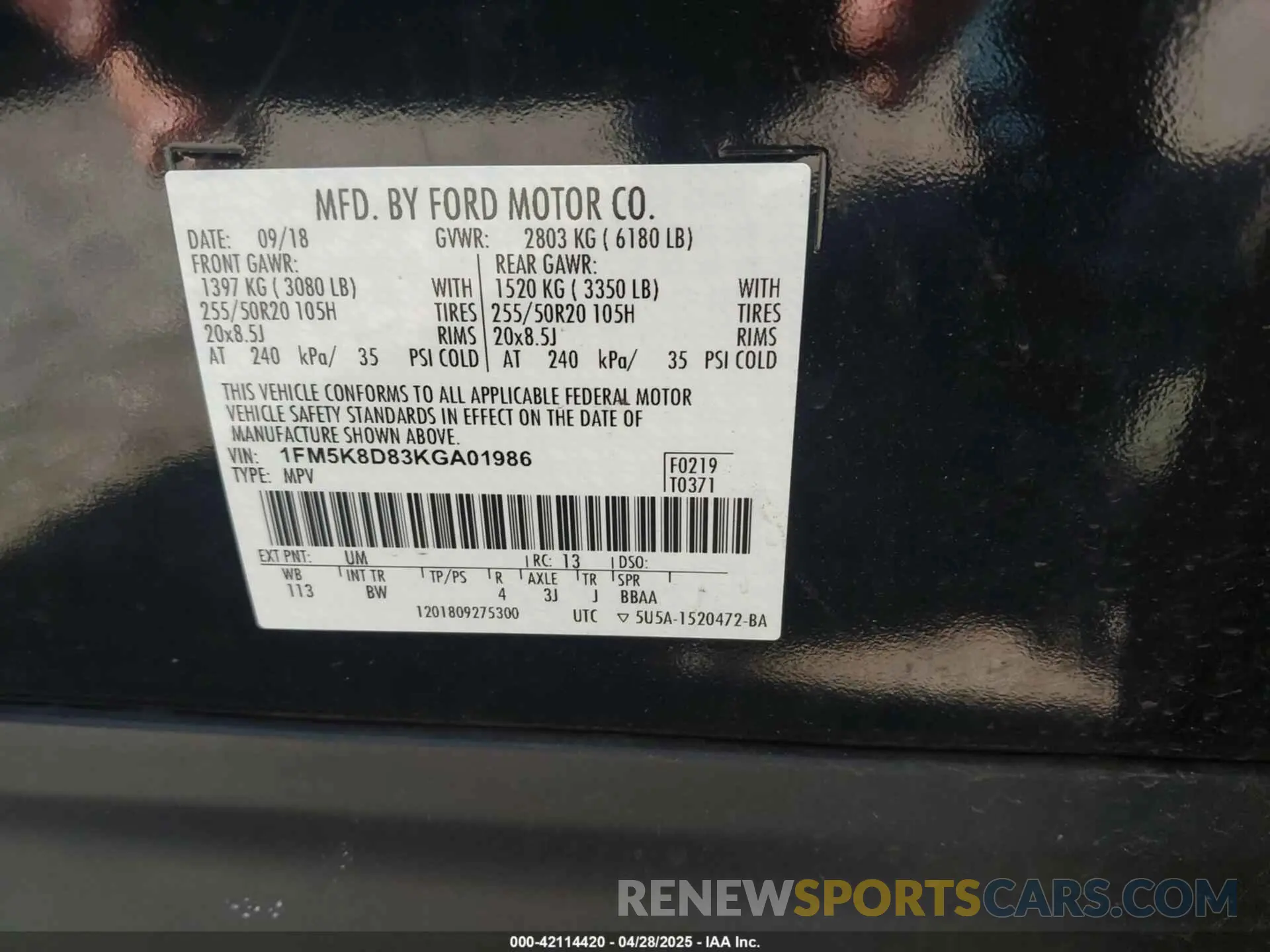 9 Photograph of a damaged car 1FM5K8D83KGA01986 FORD EXPLORER 2019