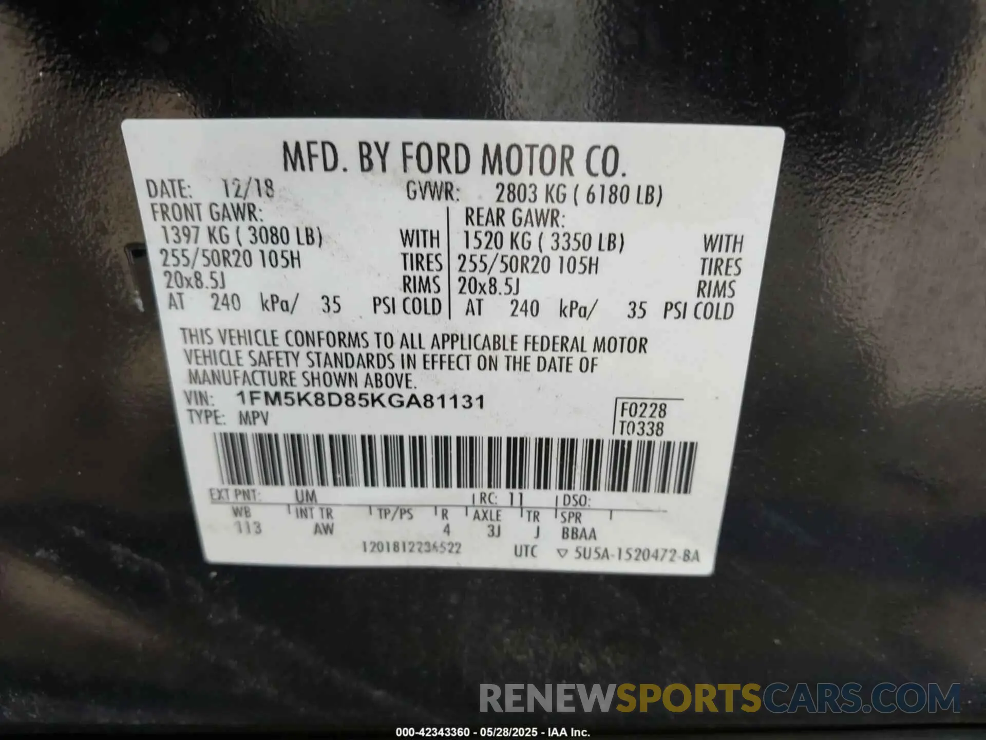 9 Photograph of a damaged car 1FM5K8D85KGA81131 FORD EXPLORER 2019