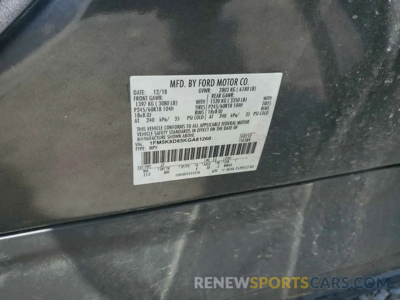 14 Photograph of a damaged car 1FM5K8D85KGA81260 FORD EXPLORER 2019