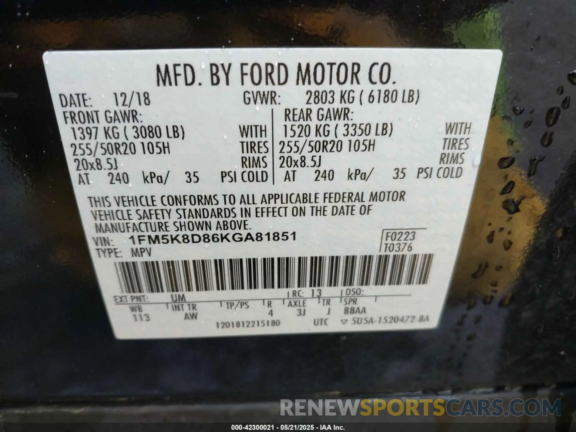 9 Photograph of a damaged car 1FM5K8D86KGA81851 FORD EXPLORER 2019
