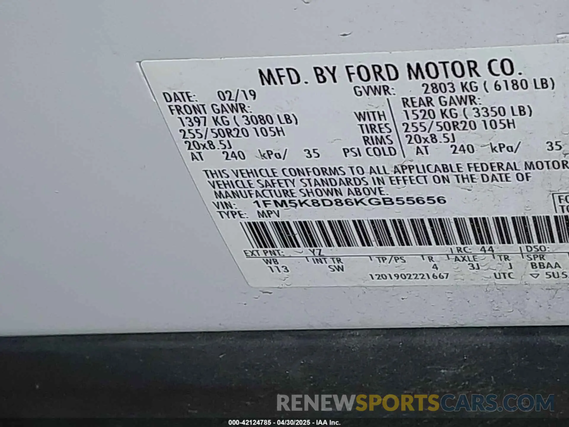 9 Photograph of a damaged car 1FM5K8D86KGB55656 FORD EXPLORER 2019
