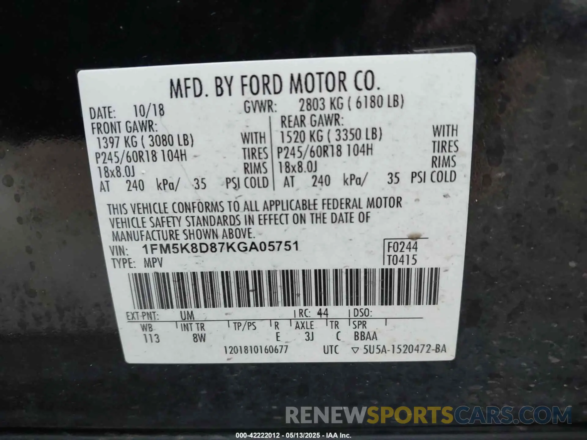 9 Photograph of a damaged car 1FM5K8D87KGA05751 FORD EXPLORER 2019