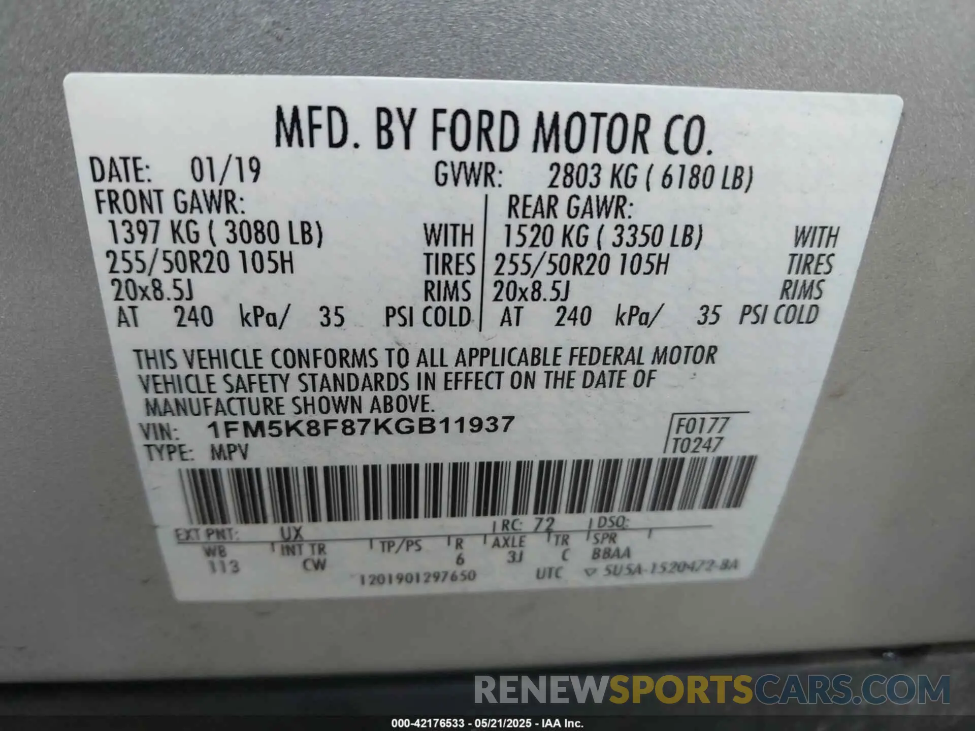 9 Photograph of a damaged car 1FM5K8F87KGB11937 FORD EXPLORER 2019