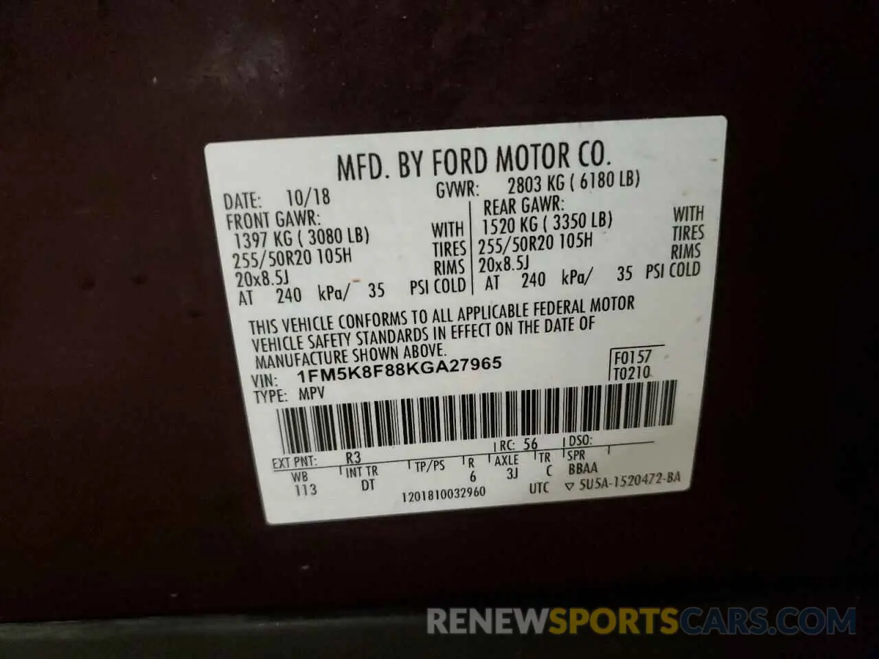 14 Photograph of a damaged car 1FM5K8F88KGA27965 FORD EXPLORER 2019