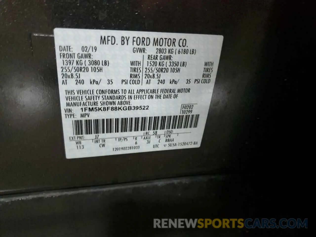 14 Photograph of a damaged car 1FM5K8F88KGB39522 FORD EXPLORER 2019