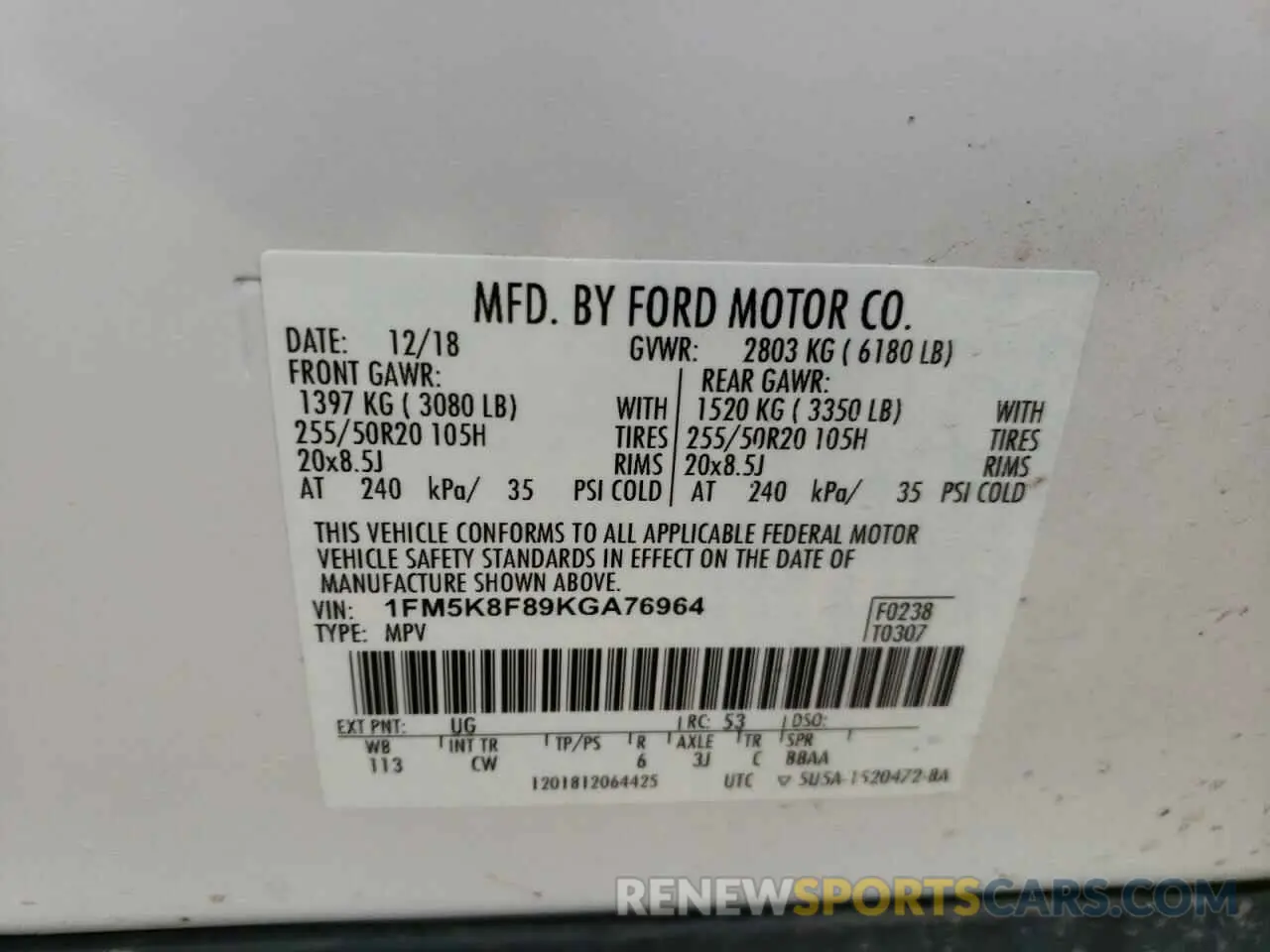 13 Photograph of a damaged car 1FM5K8F89KGA76964 FORD EXPLORER 2019