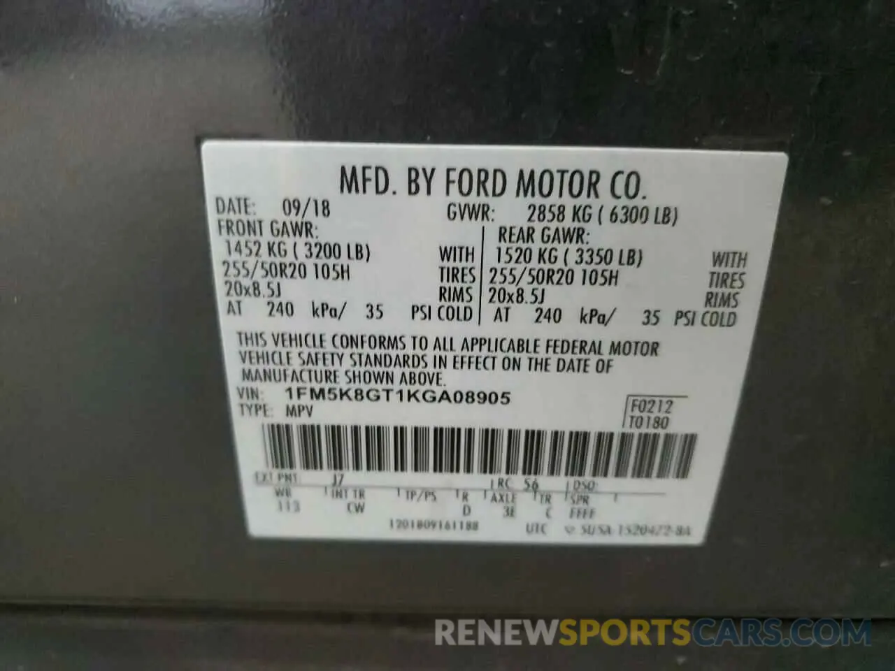 13 Photograph of a damaged car 1FM5K8GT1KGA08905 FORD EXPLORER 2019