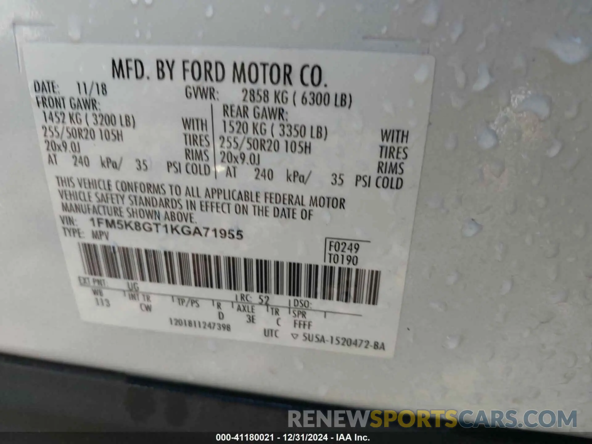 9 Photograph of a damaged car 1FM5K8GT1KGA71955 FORD EXPLORER 2019