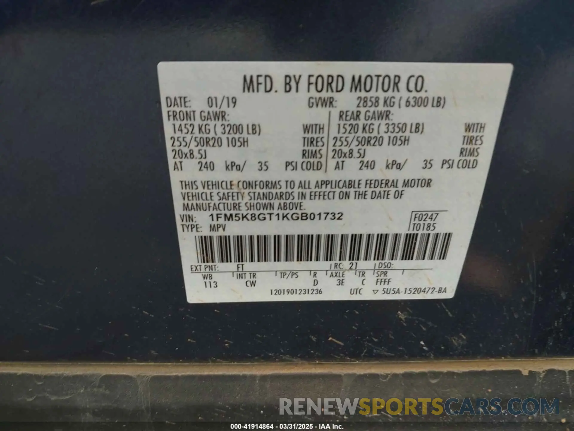 9 Photograph of a damaged car 1FM5K8GT1KGB01732 FORD EXPLORER 2019