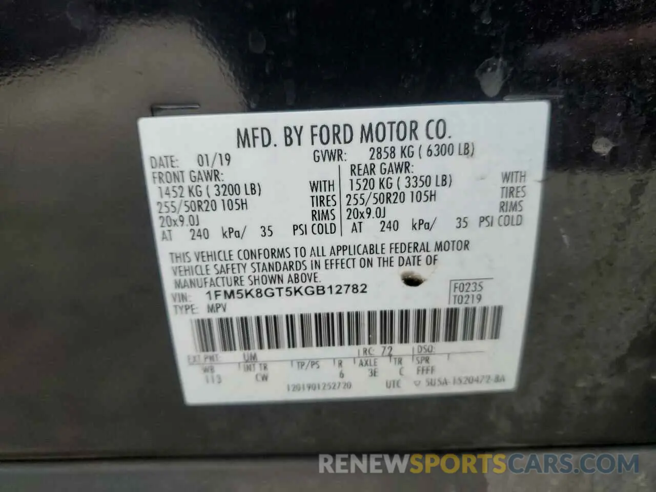 13 Photograph of a damaged car 1FM5K8GT5KGB12782 FORD EXPLORER 2019
