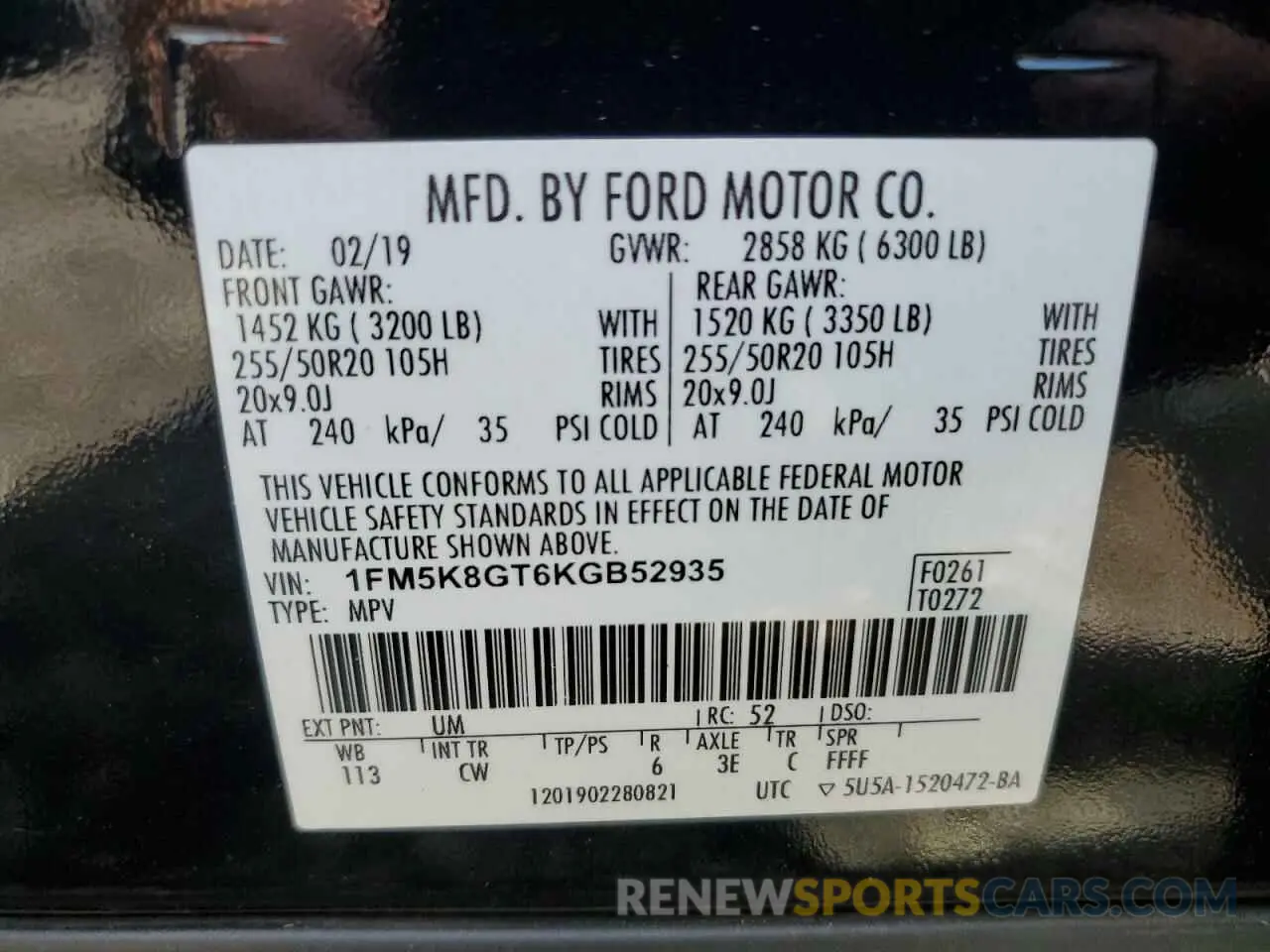 13 Photograph of a damaged car 1FM5K8GT6KGB52935 FORD EXPLORER 2019