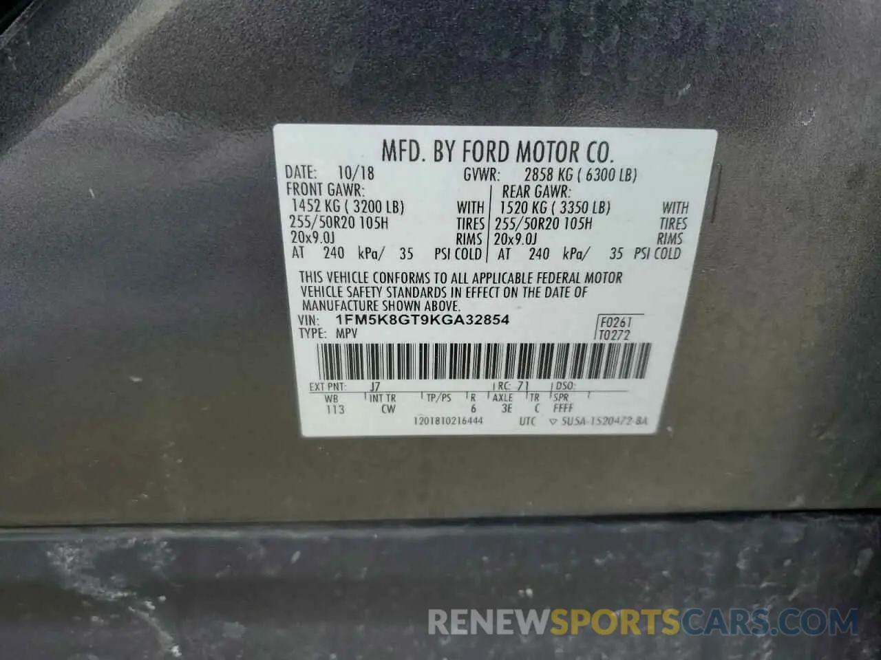 15 Photograph of a damaged car 1FM5K8GT9KGA32854 FORD EXPLORER 2019