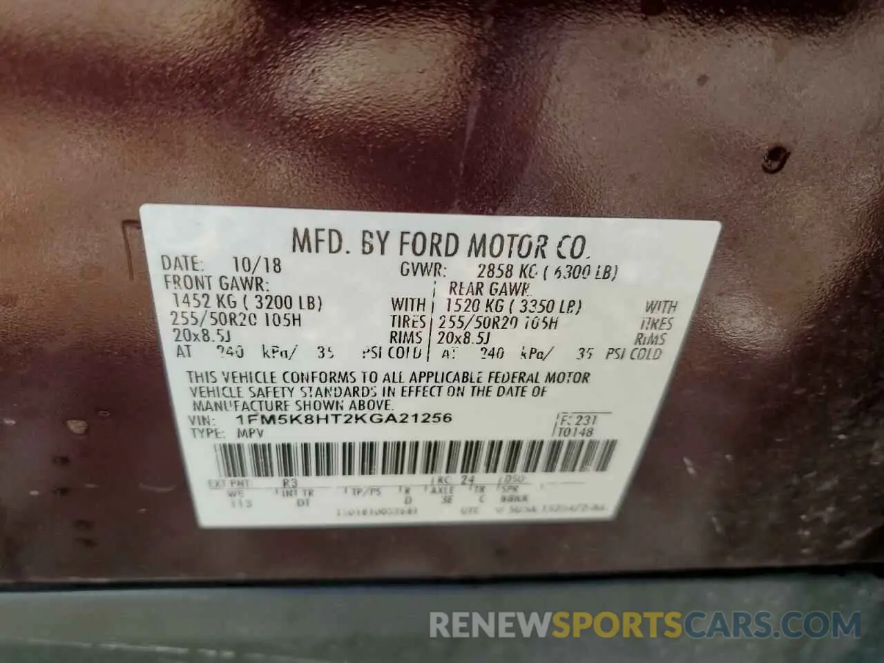14 Photograph of a damaged car 1FM5K8HT2KGA21256 FORD EXPLORER 2019