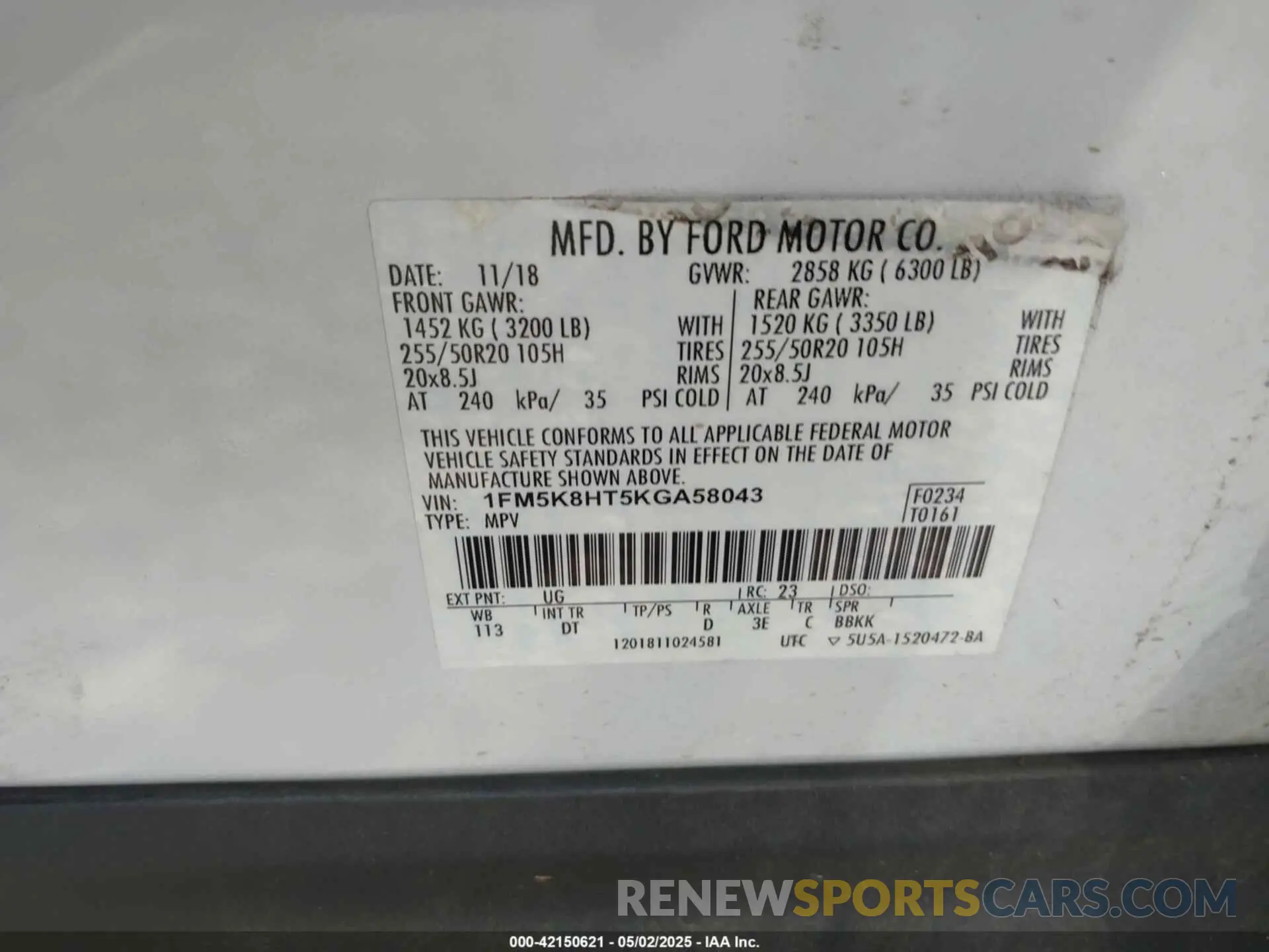 9 Photograph of a damaged car 1FM5K8HT5KGA58043 FORD EXPLORER 2019
