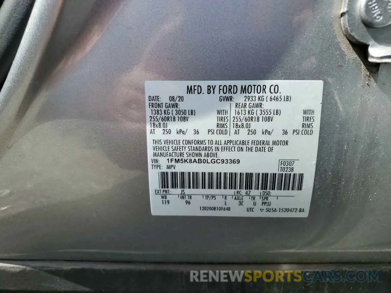 12 Photograph of a damaged car 1FM5K8AB0LGC93369 FORD EXPLORER 2020