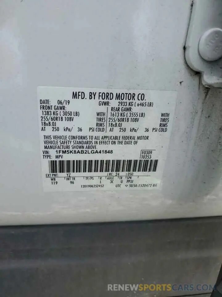 13 Photograph of a damaged car 1FM5K8AB2LGA41848 FORD EXPLORER 2020