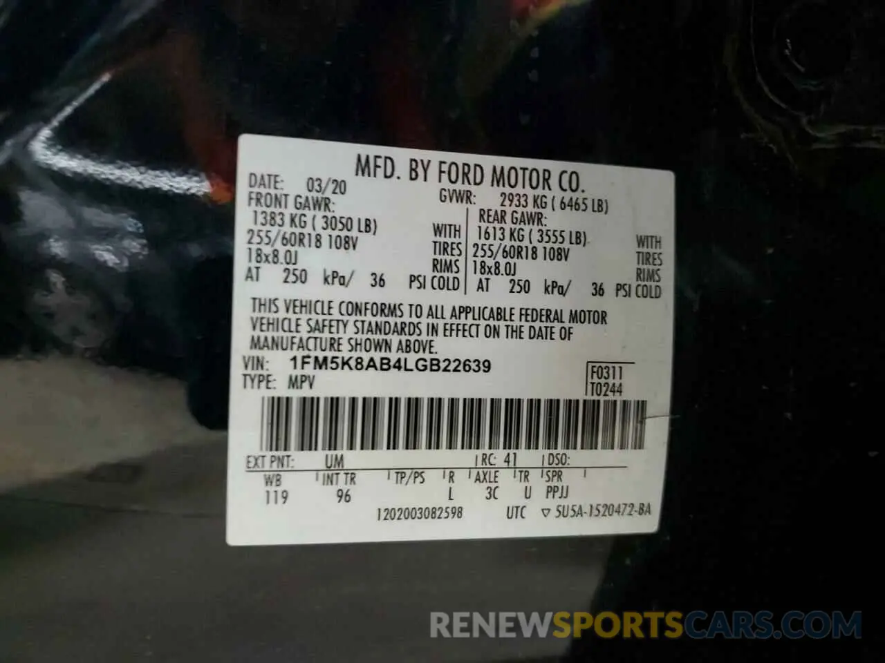 12 Photograph of a damaged car 1FM5K8AB4LGB22639 FORD EXPLORER 2020