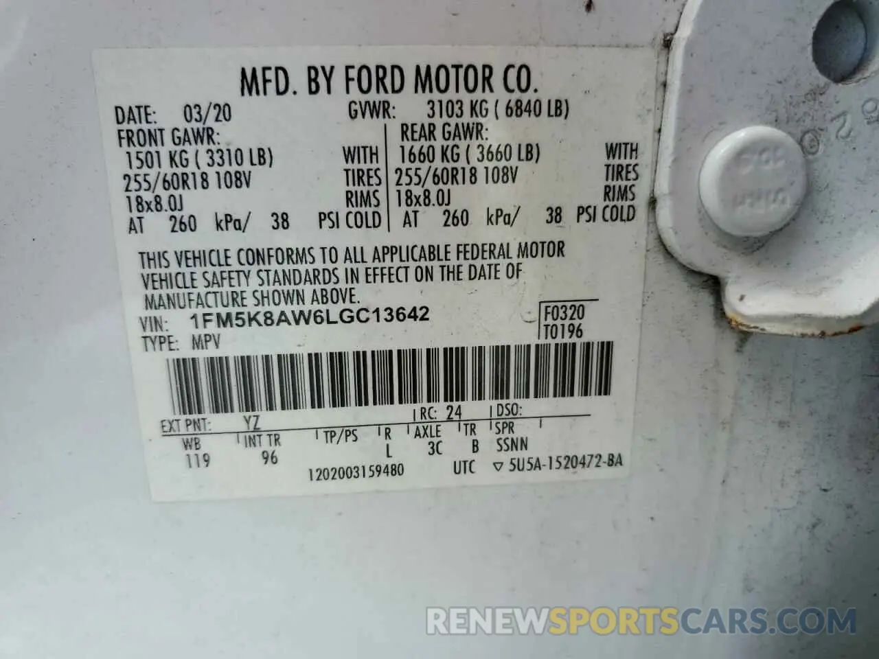 14 Photograph of a damaged car 1FM5K8AW6LGC13642 FORD EXPLORER 2020