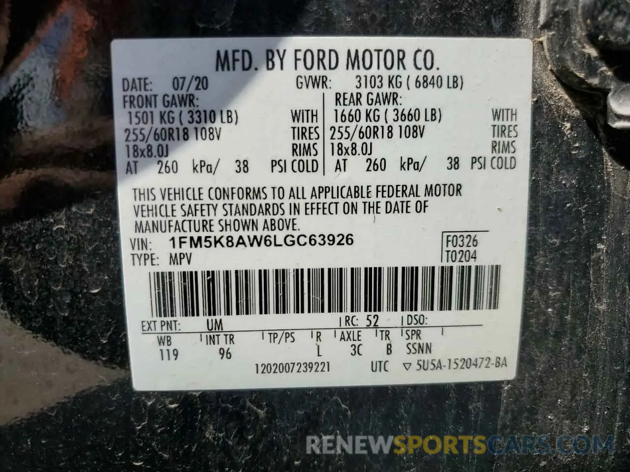 13 Photograph of a damaged car 1FM5K8AW6LGC63926 FORD EXPLORER 2020