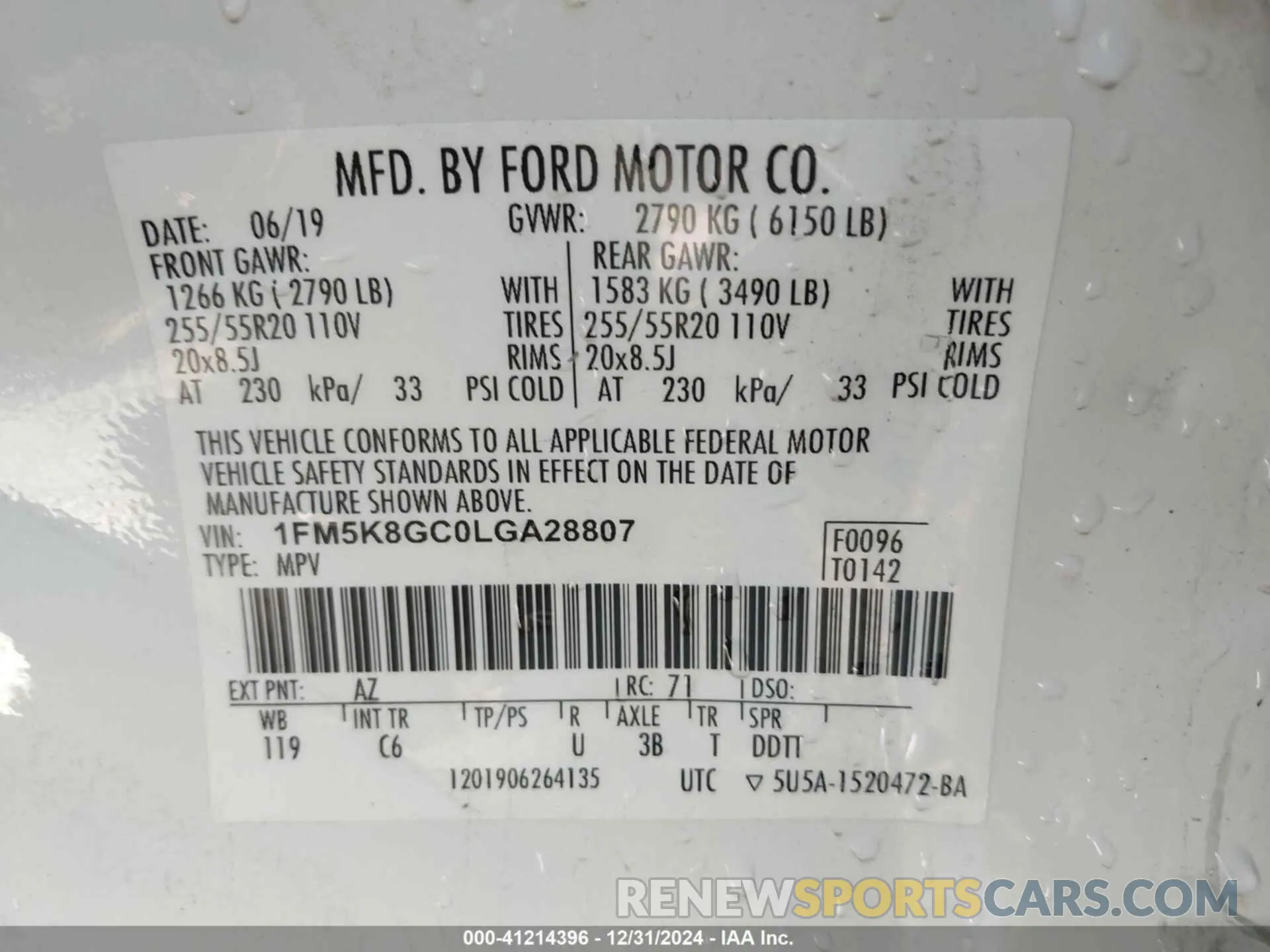 9 Photograph of a damaged car 1FM5K8GC0LGA28807 FORD EXPLORER 2020
